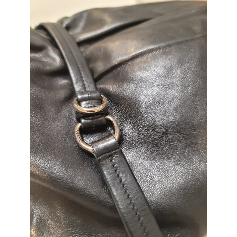 PRADA Milano Italy Black Tessuto-Vitelli Push-lock Easy Shoulder Bag Vintage - Picture 13 of 13